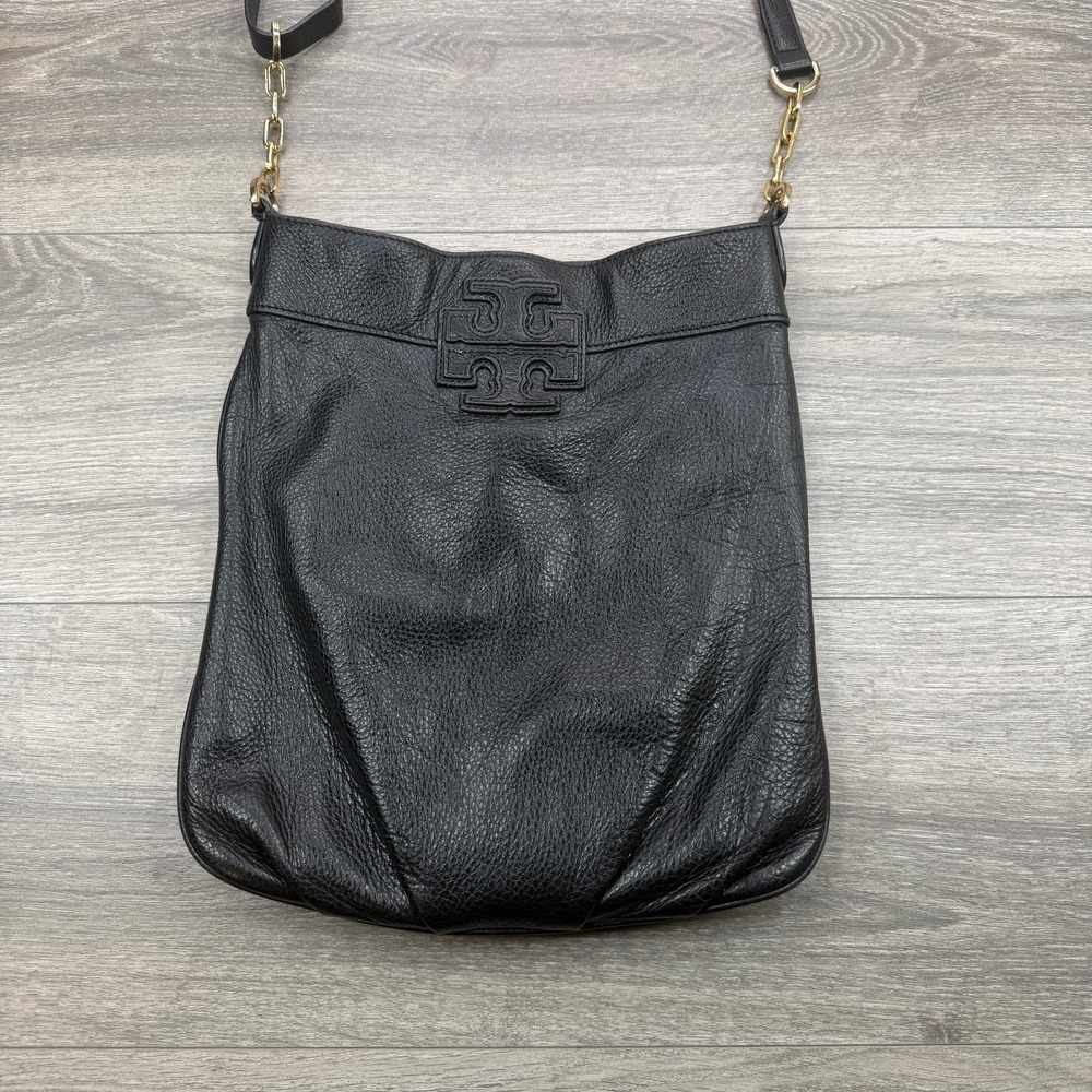 Tory Burch McGraw Black Pebbled Leather Crossbody Swingpack Bag Gold Hardware*** - Picture 2 of 14